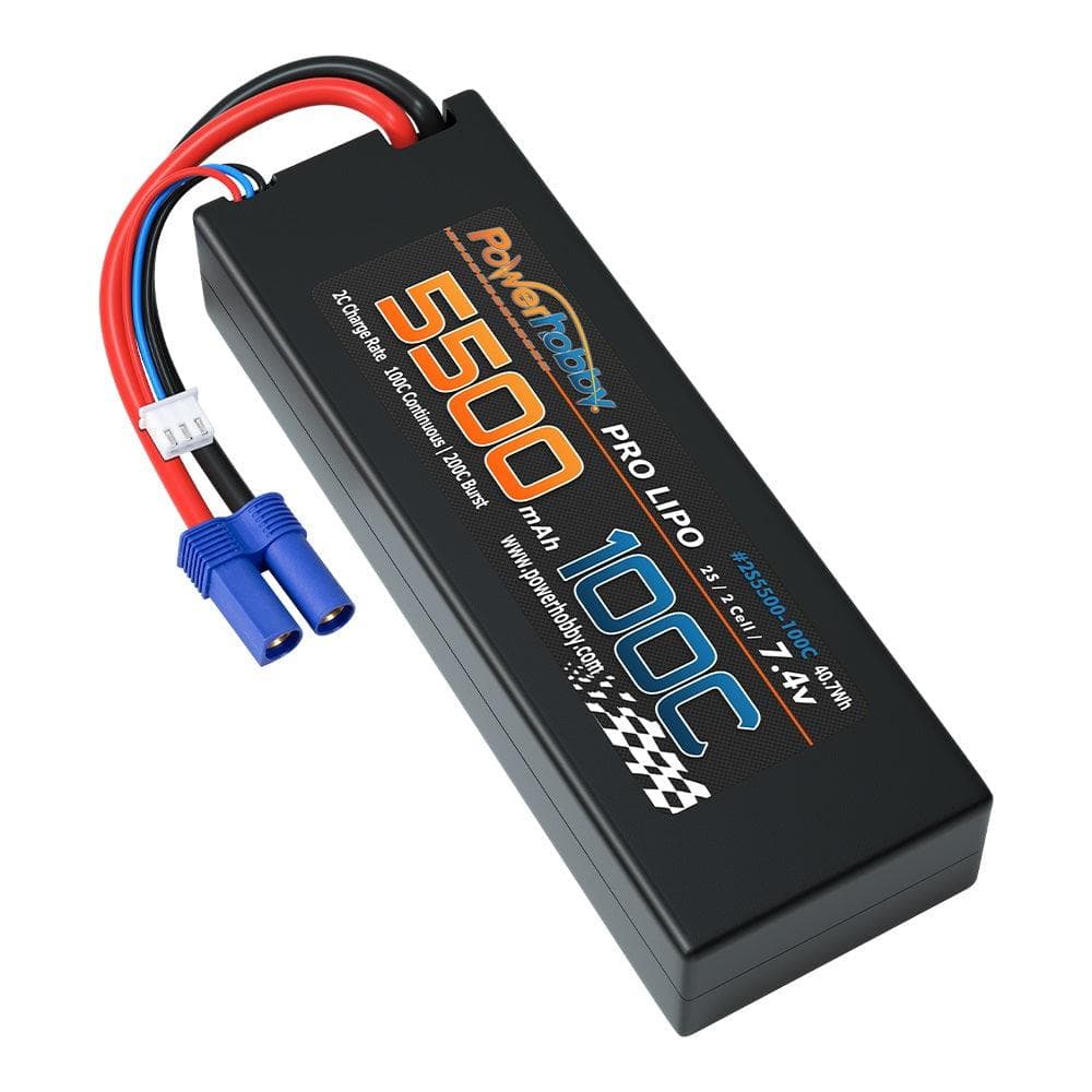 Powerhobby 2S 7.4V 5500MAH 100C Lipo Battery w EC5 Plug Hard Case for fpv drones 3