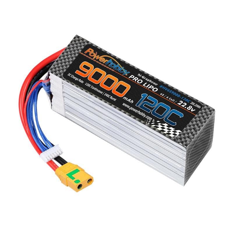 Powerhobby 6S 22.8V 9000mah 120C GRAPHENE + HV Lipo Battery w XT90 Plug for fpv drones 3