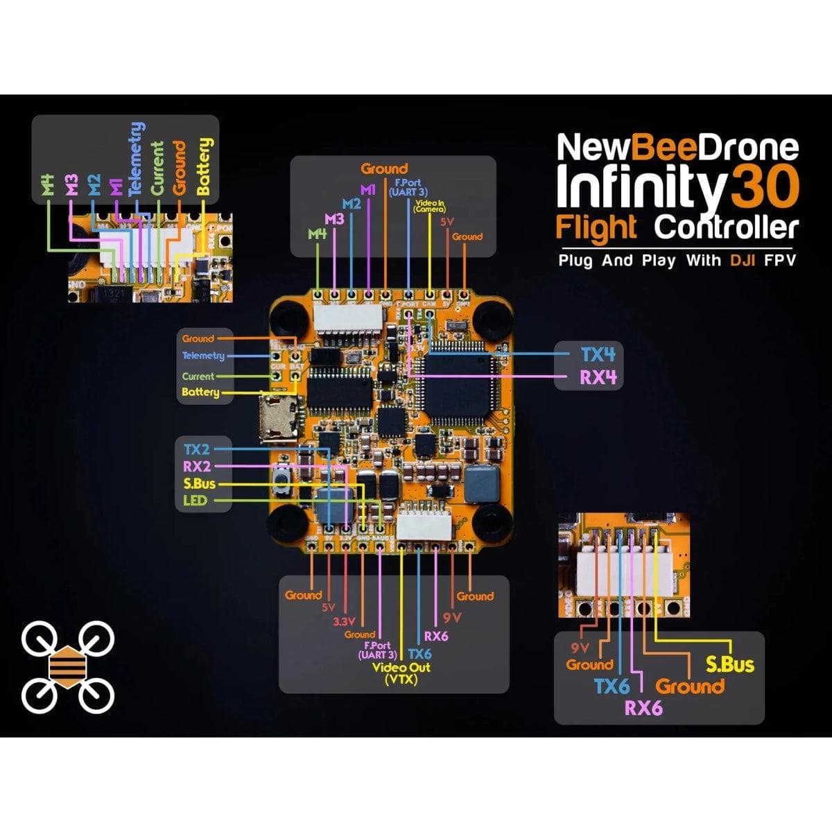NewBeeDrone Infinity305 F4 3-6S 30x30 Flight Controller for fpv drones 3