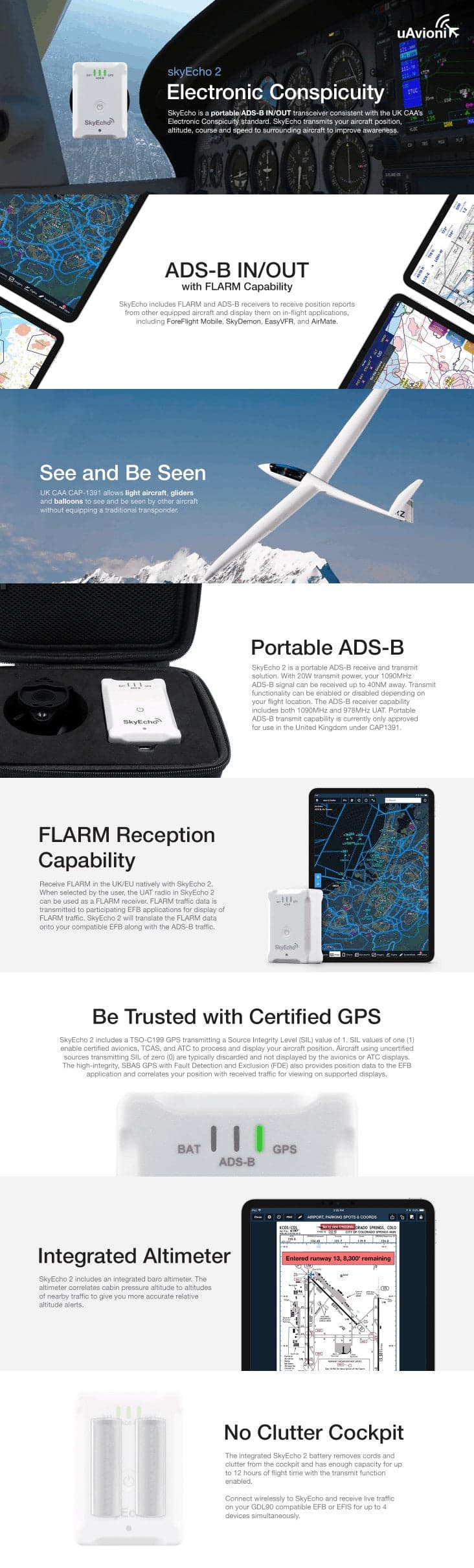 Uavionix SkyEcho 2 Portable ADS-B Transceiver for fpv drones 13