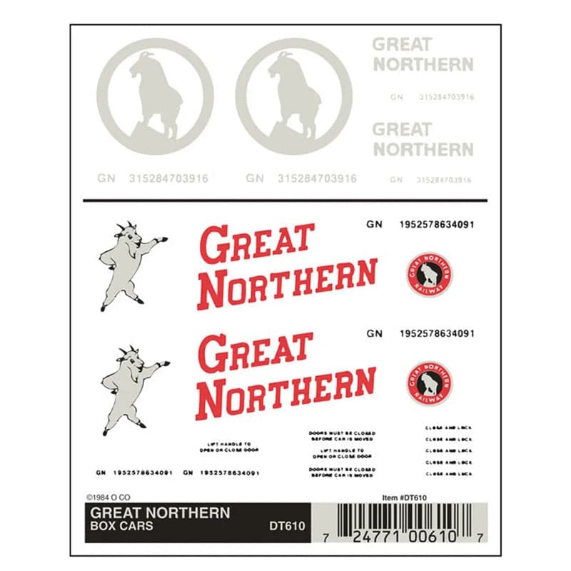 Woodland Scenics DT610 HO-Scale Boxcar GN-Dry Transfer Decals Great Northern for fpv drones