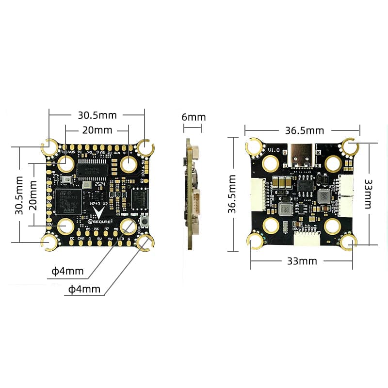 Sequre H743 V2 4-8S ICM42688P Dual BEC Flight Controller - 20x20mm / 30x30mm for fpv drones 7