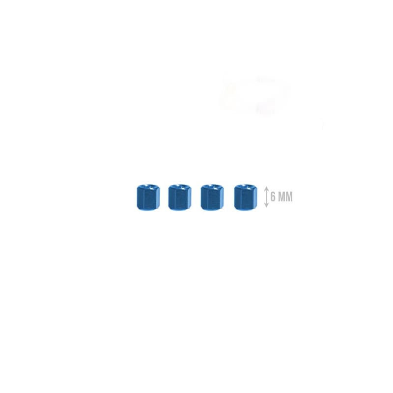 M3 Aluminium Standoffs (4 stuks) - HEX - 6mm - BLAUW for fpv drones 1