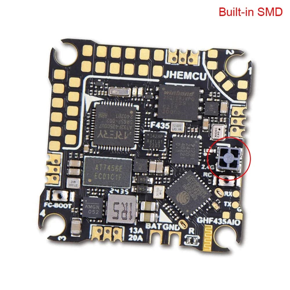 JHEMCU 2-4S GHF435AIO 20A 2·4G Flight Controller Built-in ELRS (IPEX/SMD) for RC Drone for fpv drones 1