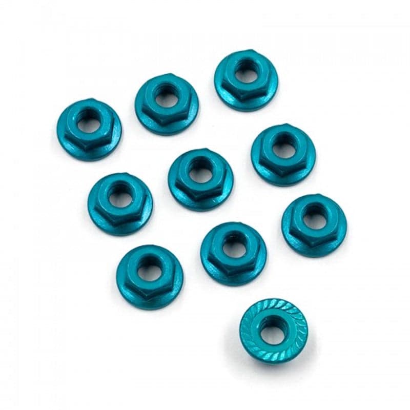 Yeah Racing LN-M4S-LB 4mm Aluminum Serrated Lock Nut (10) (Light Blue) for fpv drones
