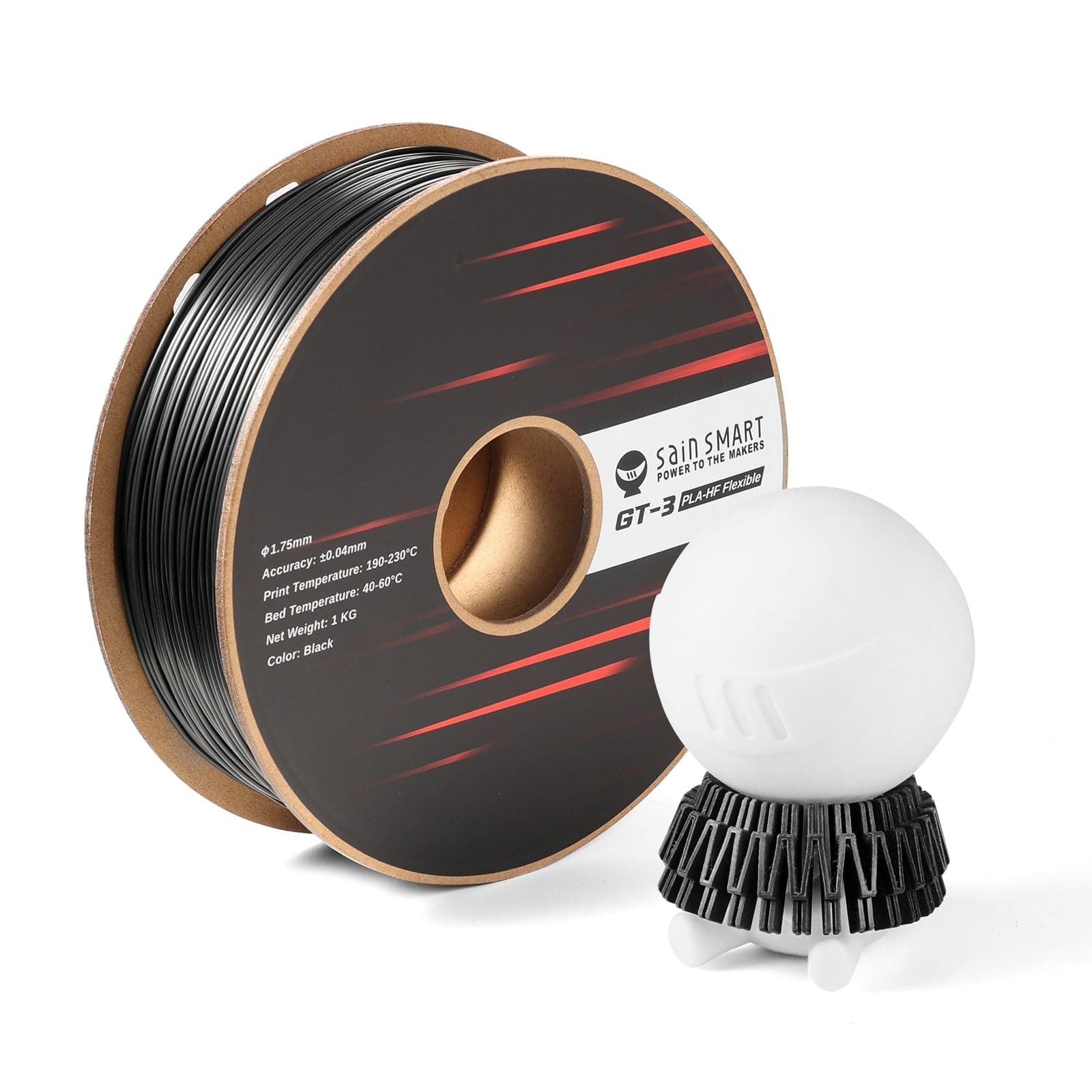 GT-3 High Flowability Flexible PLA Filament 1.75mm, 1KG, ±0.04mm, Black/White for fpv drones 5