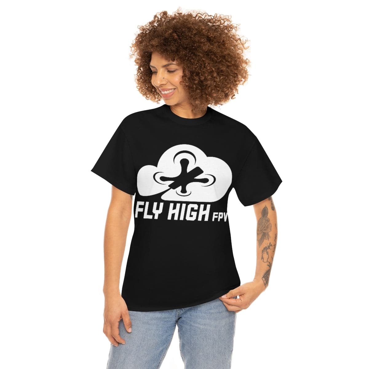 Fly High FPVTee - White Logo for fpv drones 165