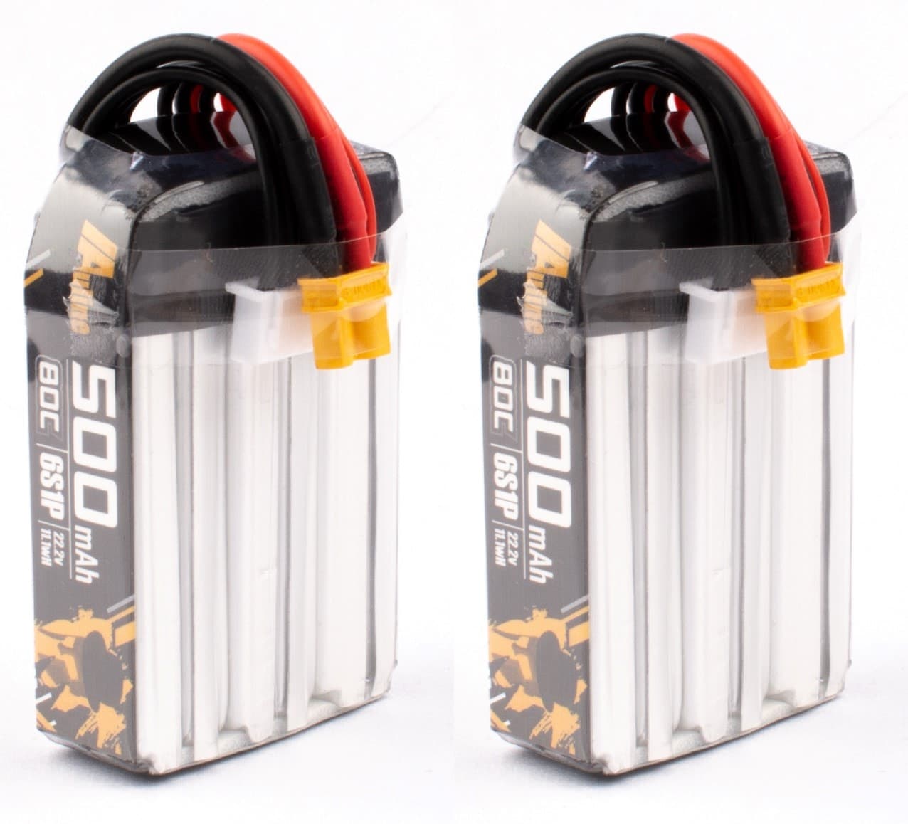 AuLine 500mAh 6S 22.2V 80C XT30 Lipo Battery (2 Pack) for fpv drones
