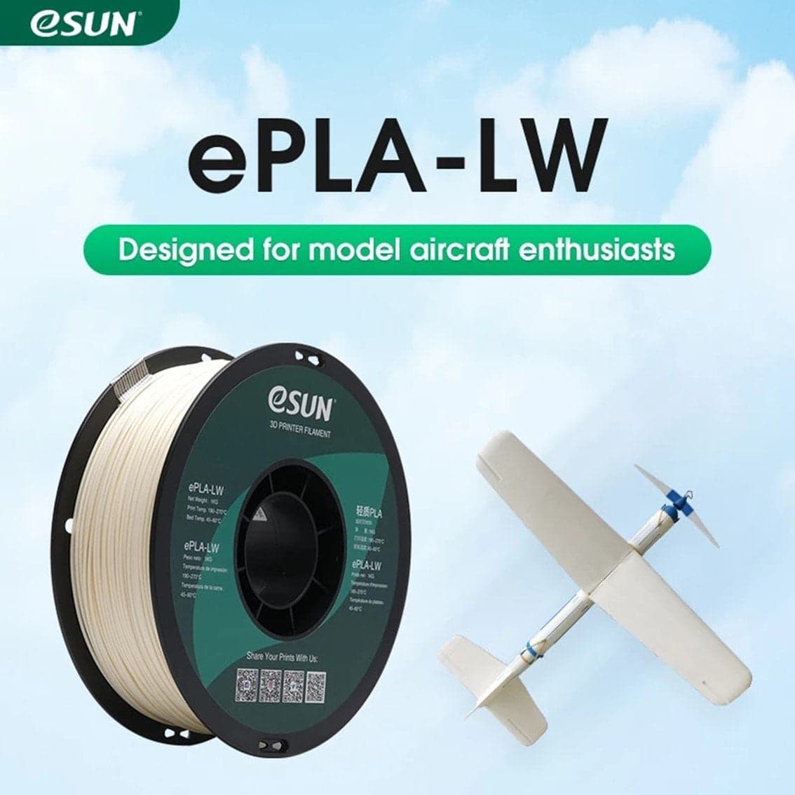 Esun PLA-LW Light Weight PLA  1.75mm 1kg for fpv drones