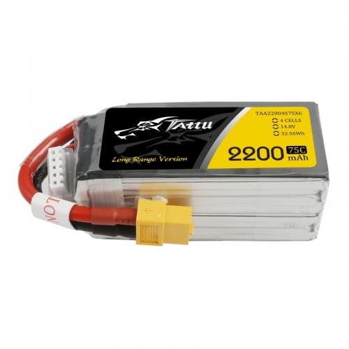 Tattu 2200mAh 4s 75c LiPo Pack (XT60) Long range version for fpv drones