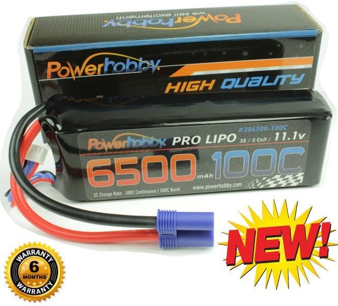 Powerhobby 3S 11.1V 6500mAh 100C Lipo Battery Pack w EC5 Connector Soft Case for fpv drones