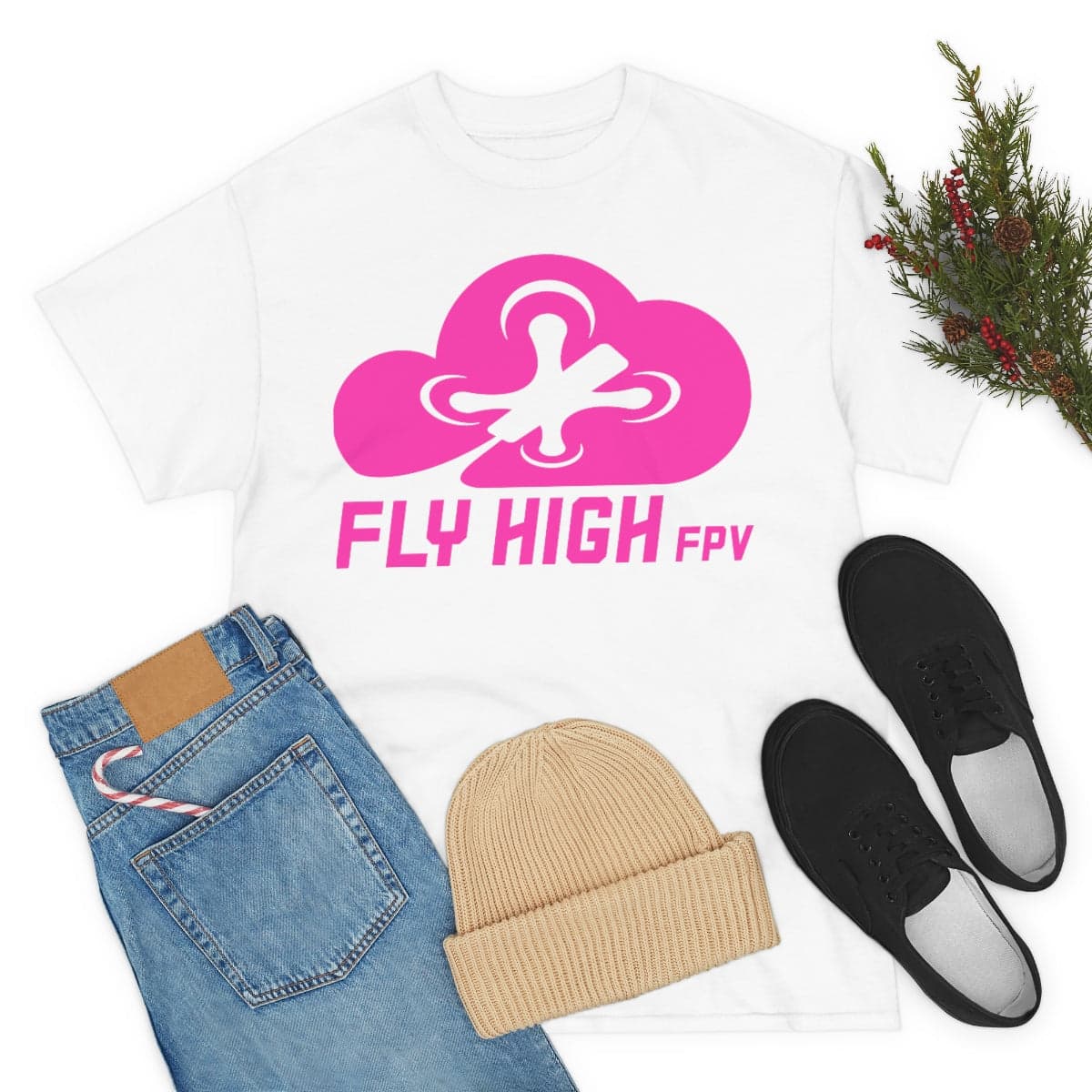 Fly High FPVTee - Pink Logo for fpv drones 295