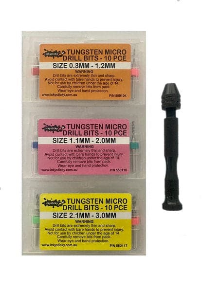 TUNGSTEN MICRO DRILL BIT SET W/HANDLE 31 PIECE for fpv drones
