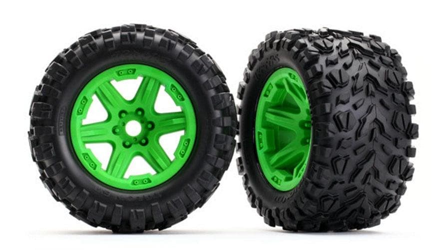 Traxxas 8672G Tire /Wheel Assembled Glued (Green Wheels, Talon EXT Tires) for fpv drones