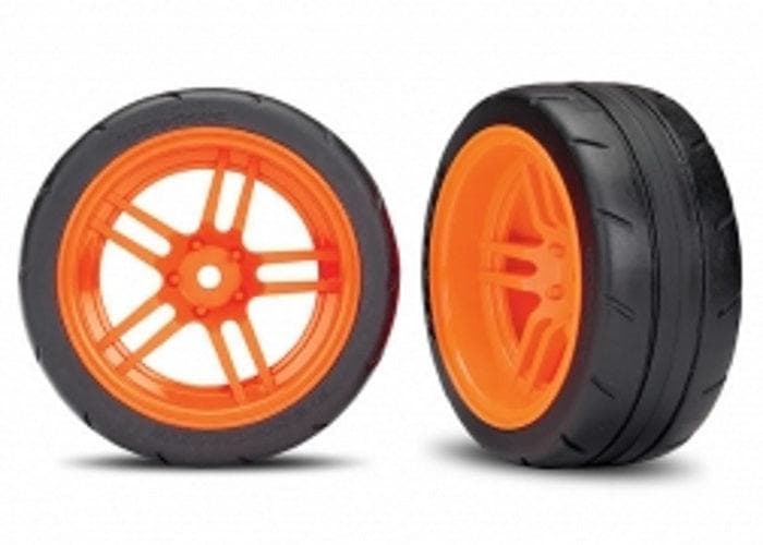 Traxxas 8374A 1.9" Mounted Tires / Wheels Orange Rear 4-Tec Ford GT for fpv drones