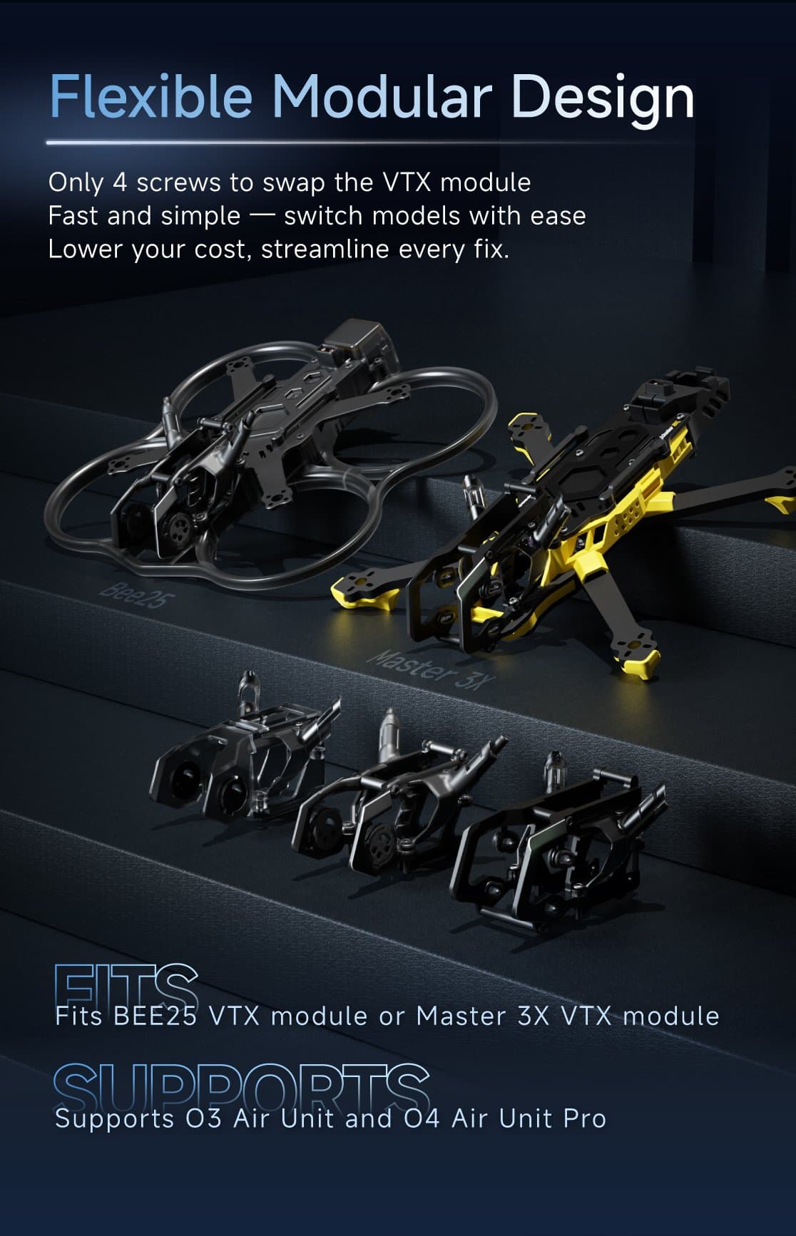 SpeedyBee Master3X Modular Frame O4P (Aluminum Alloy Head) for fpv drones 8