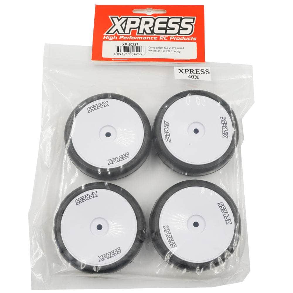 XP-40237, XPRESS Competition 40x V4 Pre-Glued Wheel Set For 1/10 Touring for fpv drones 1
