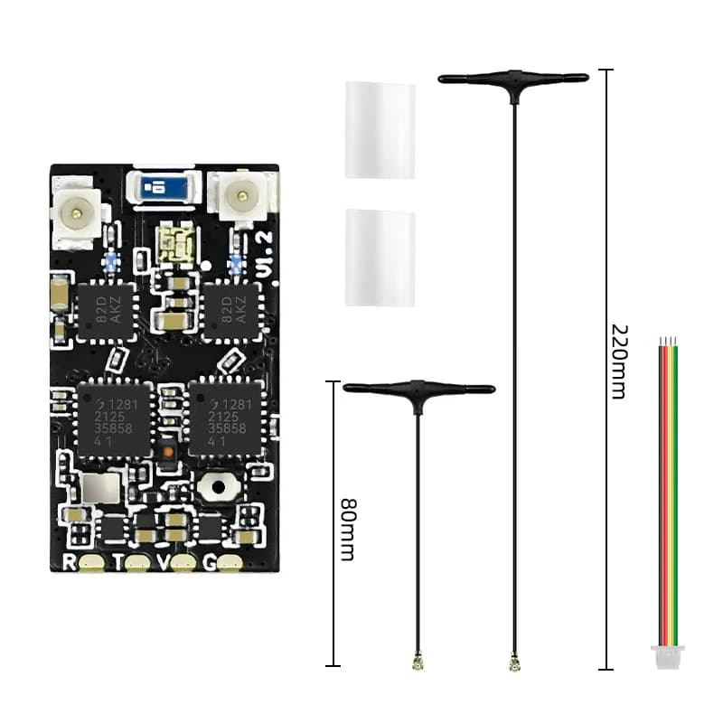 Sequre 2.4GHz High Quality ELRS Receiver w/ Plug - Dual Antenna 80mm+ 220mm for fpv drones