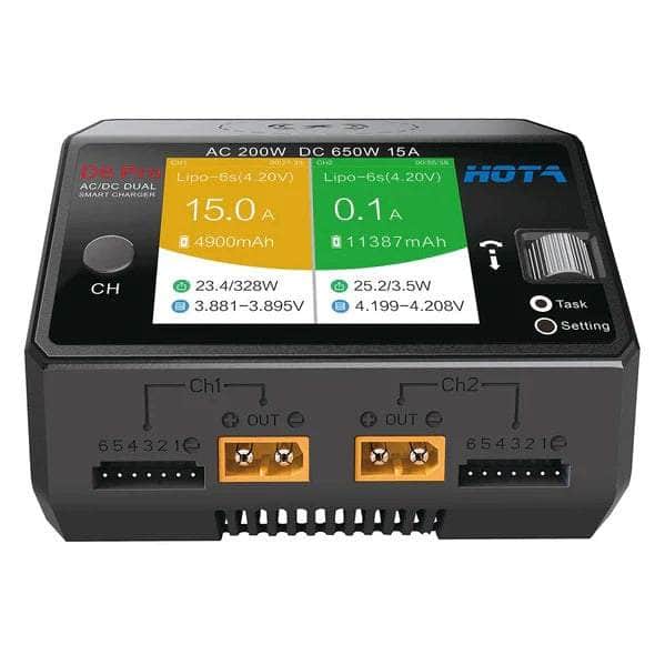 HOTA D6 Pro 325W 15A 1-6S Dual Channel AC/DC Smart Charger w/ Wireless Cellphone Charging - Choose Your Color for fpv drones 5