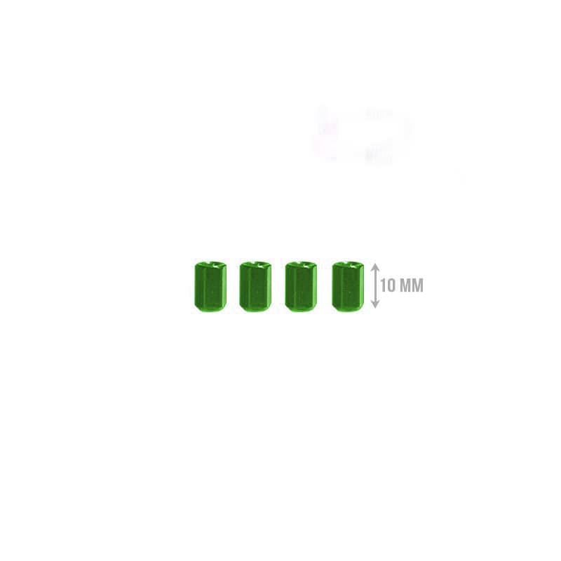 M3 Aluminium Standoffs (4 stuks) - HEX - 10mm - GROEN for fpv drones 1