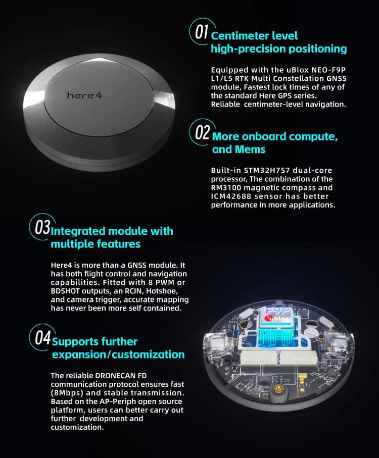 CubePilot Here4 Multiband RTK GNSS (integrated autopilot) for fpv drones 4