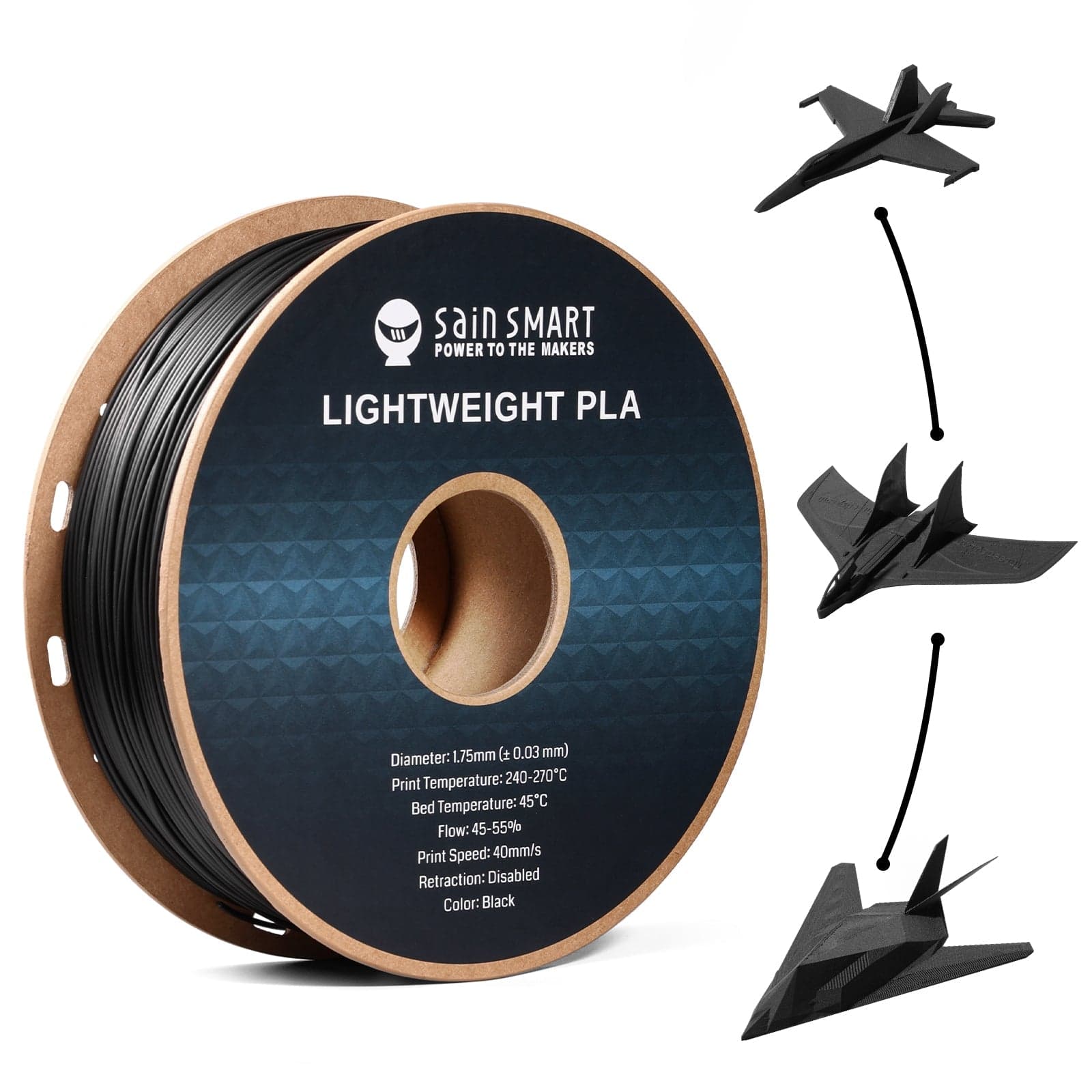 LW-PLA Filament, 1.75mm, Black & White, 1KG, Lightweight Low-Density Active Foaming PLA for 3D Print RC Planes Drone Parts for fpv drones 6