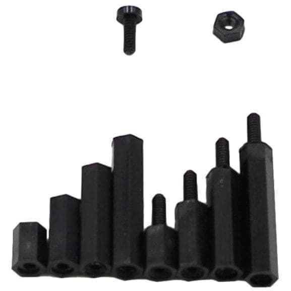 300pcs M2 Nylon Black Hex Screw Nut Spacer Stand-off Varied Length Assortment Kit Box for fpv drones 1