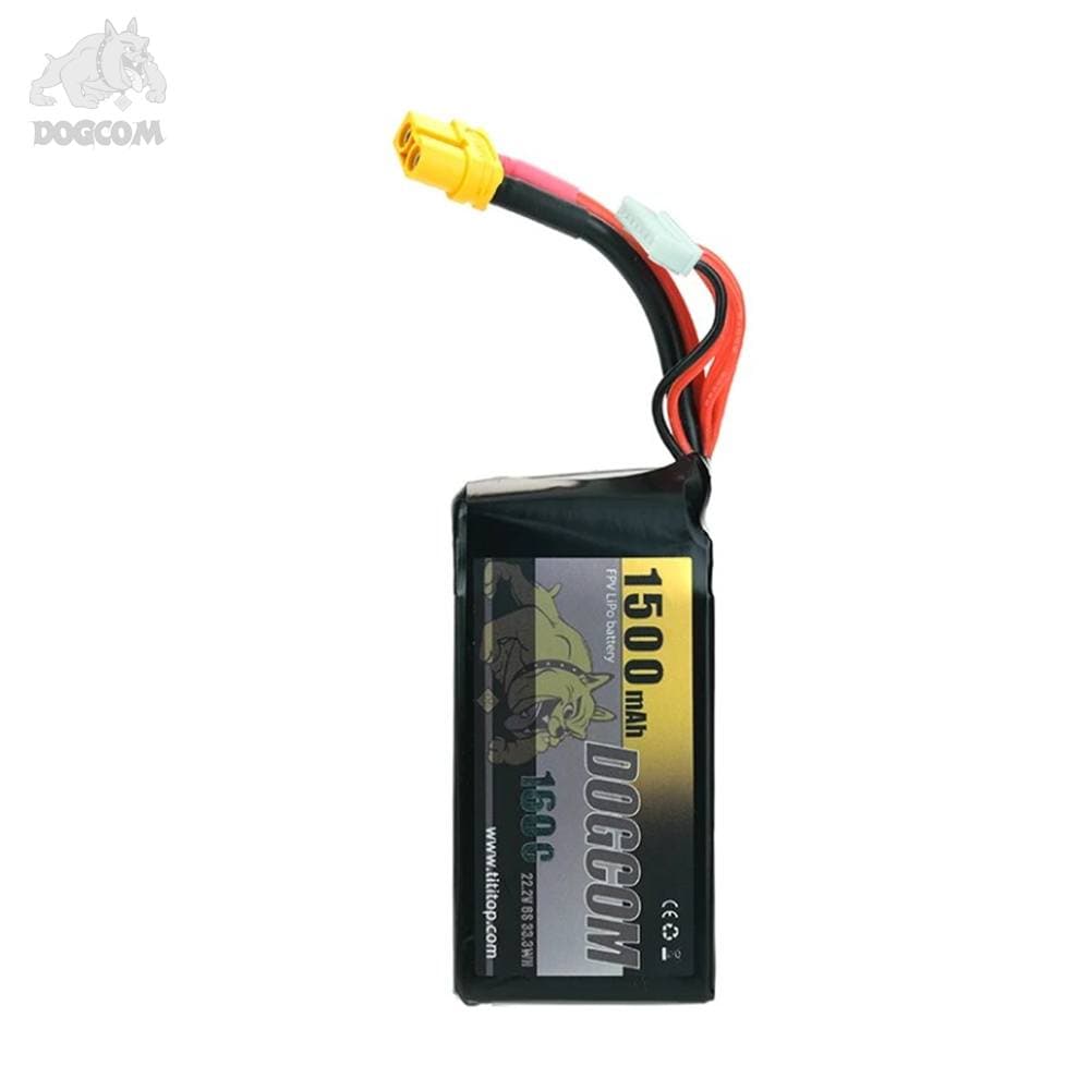 DOGCOM 1500mAh 160C 6S 22.2V LiPo Accu - XT60 for fpv drones 1
