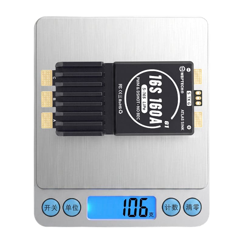 WBPTech Atlas Sink 16S160A G1 AM32 ESC 5-16S Lipo 160A Continuous 240A Peak for fpv drones 4