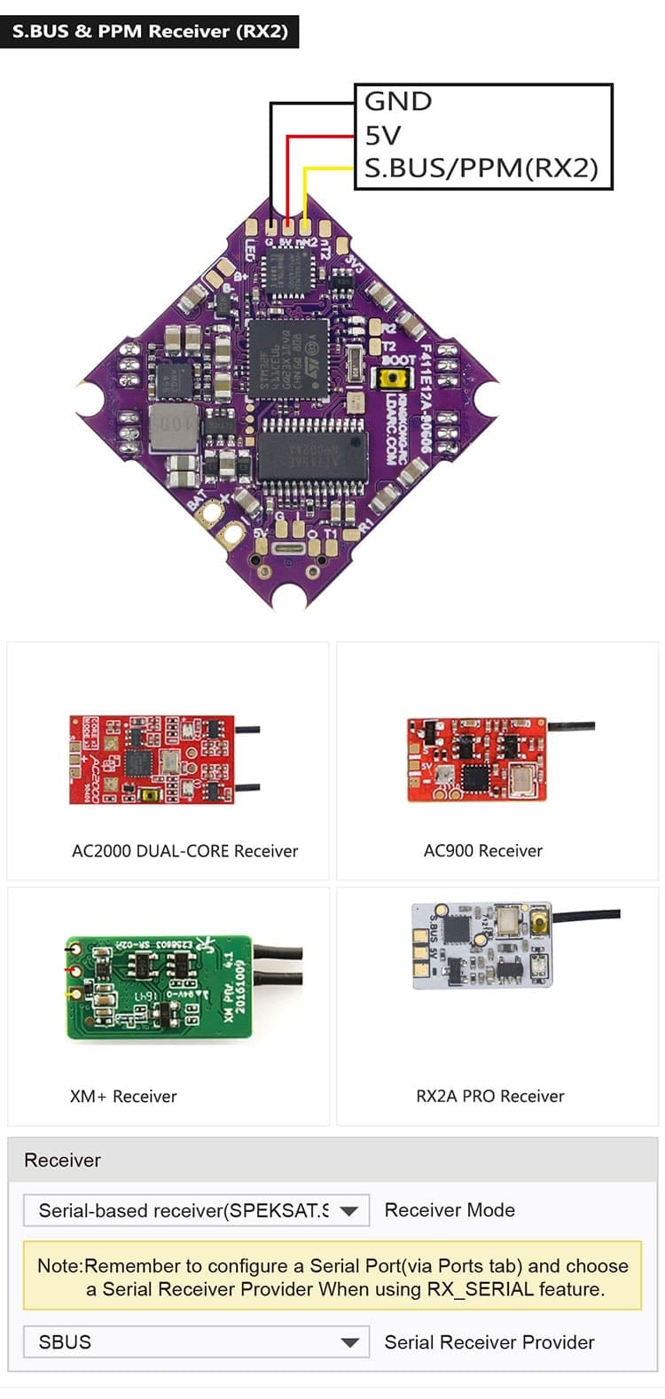 LDARC F411E12A AIO Flight Controller (F4 + 12A ESC) for fpv drones 12