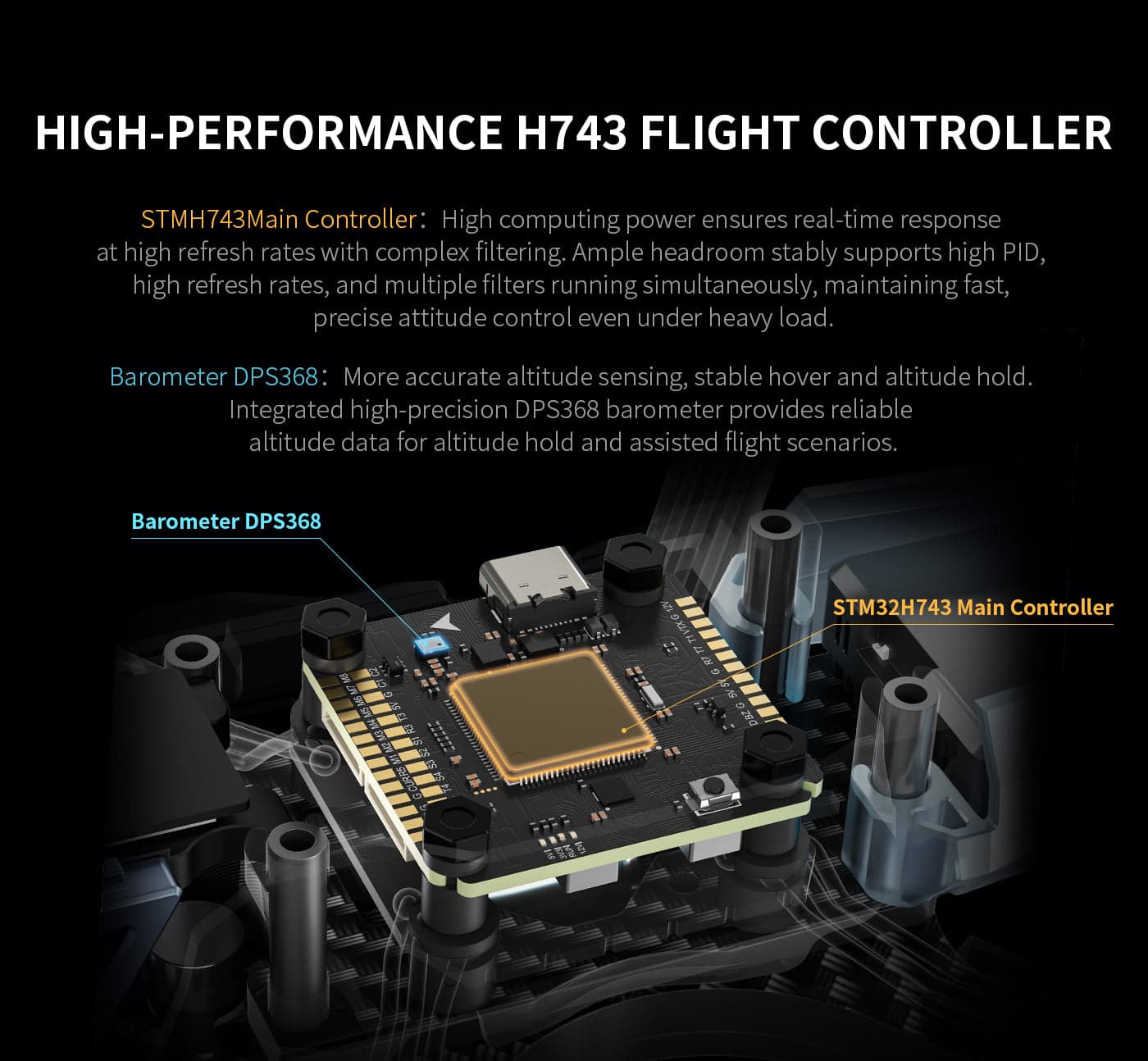 Axisflying H743 Pro Flight Controller Dual Gyro for fpv drones 5