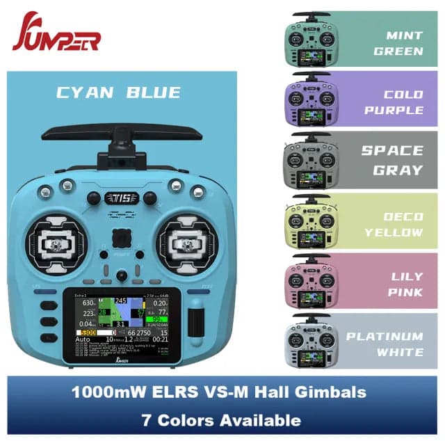 Jumper T15 ELRS 1W 2.4GHz VS-M HALL Sensor Gimbals 3.5" HD Touch Color Screen EdgeTX RC Transmitter - Choose Color for fpv drones 1