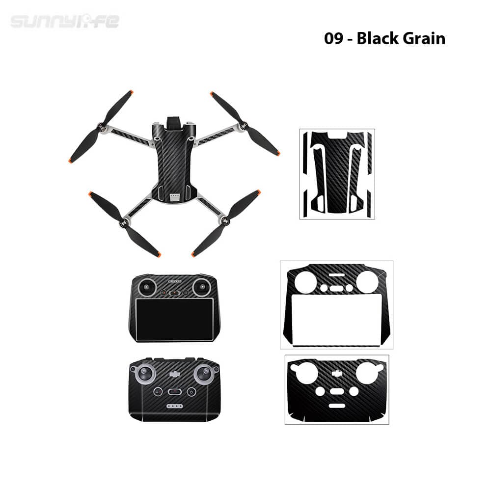 Protective Skin - 09 - Black Grain voor DJI Mini 3 Pro + RC for fpv drones