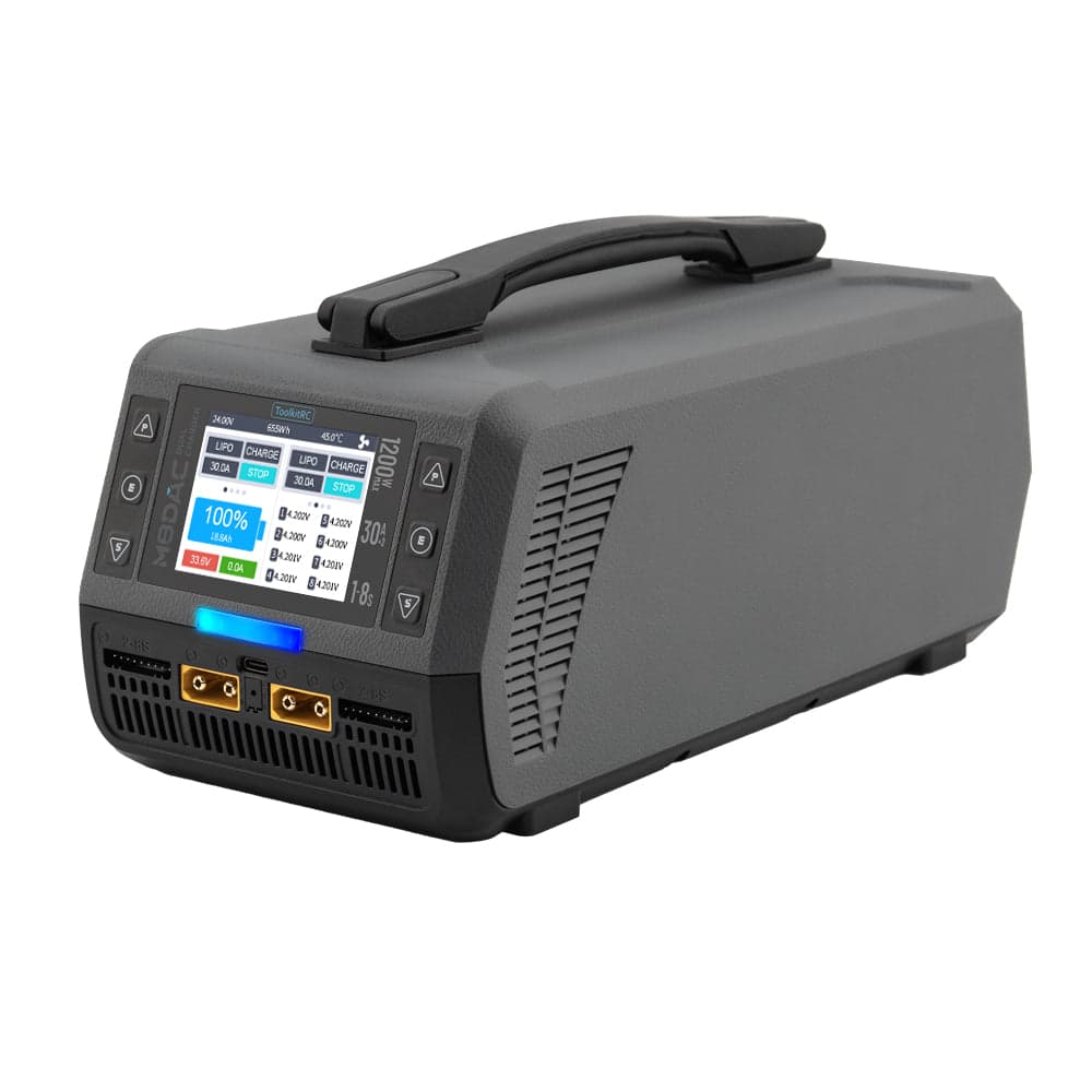 ToolkitRC M8DAC 1-8S Dual Drone Charger 1200W 30A×2 50A SYNC Charger - XT90 for fpv drones