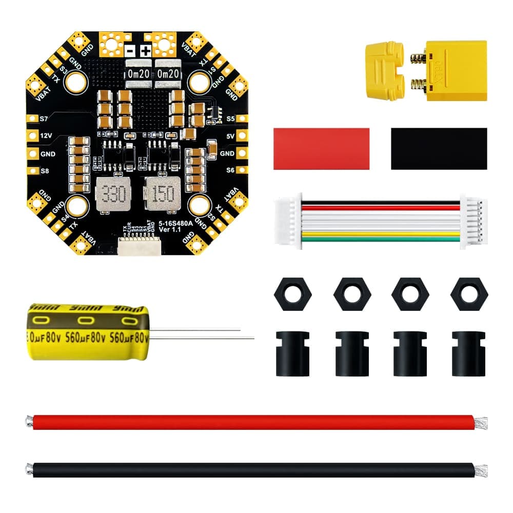 MAXKGO 5-16S 480A High Current Power Distribution Board (PDB) for FPV Drone | Dual BEC 5V/12V Output for fpv drones 5