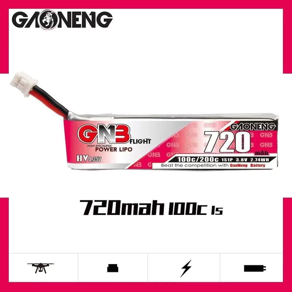 Gaoneng GNB 3.8V 1S 720mAh 100C LiHV Whoop/Micro Battery w/ Cabled - PH2.0 for fpv drones 2