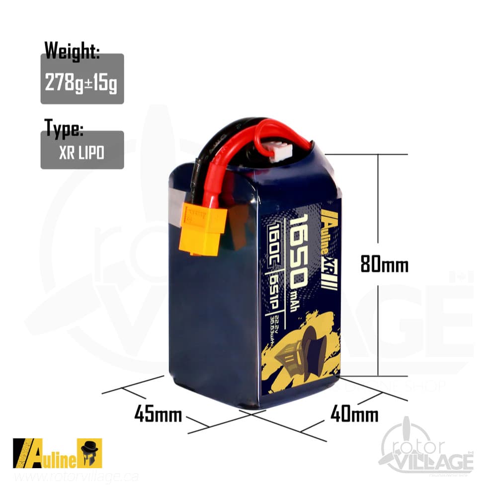 Auline XR 1650mAh 6S1P 22.2V 160C LiPo Battery - XT60 for fpv drones