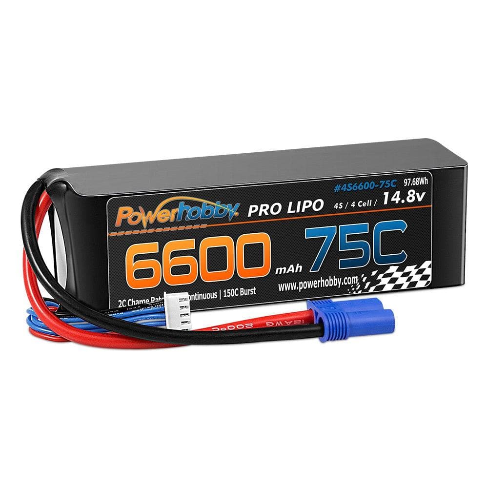 PowerHobby 4S 14.8V 6600mAh 75C-150C Lipo Battery EC5 Plug 4-CELL for fpv drones 1