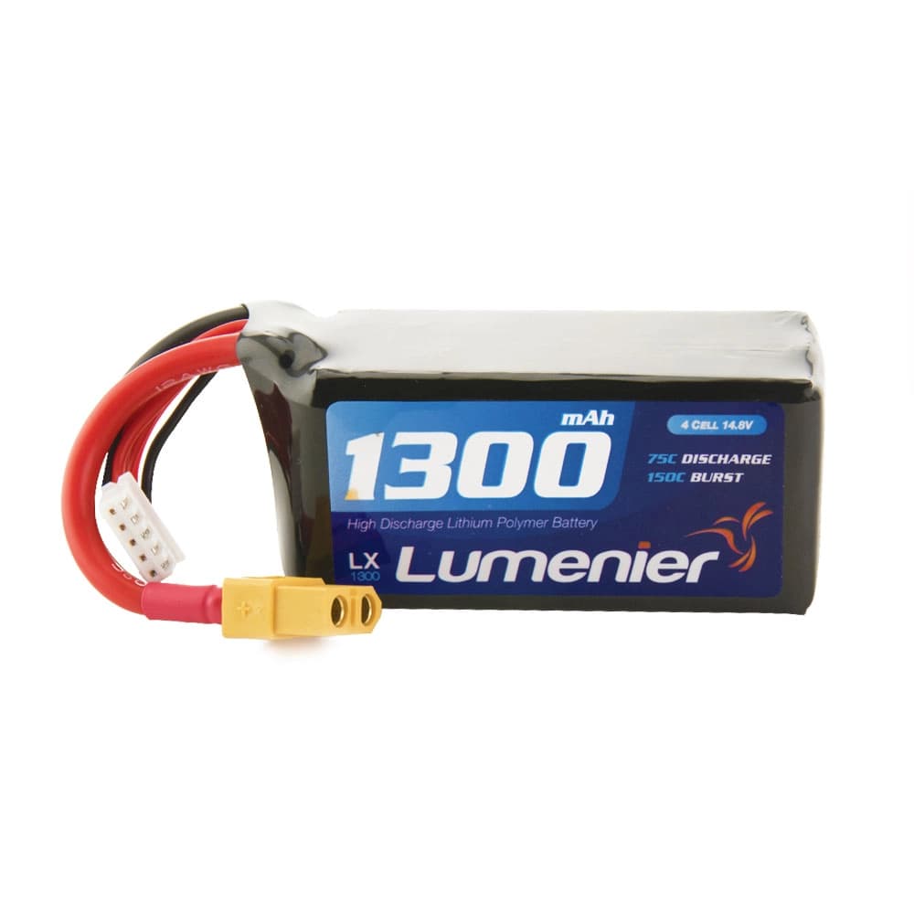 Lumenier 1300mAh 4s 75c Lipo Battery (XT60) - 14.8 Volt (4 Cell) for fpv drones 2
