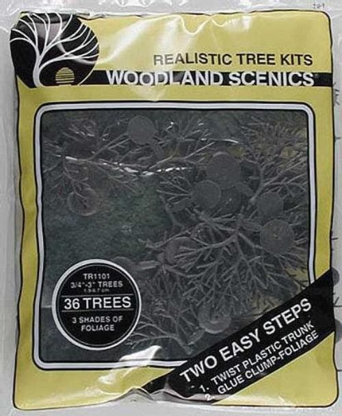 Woodland Scenics TR1101 N/HO Tree Kits 3/4x3" (36) Train Scenery for fpv drones