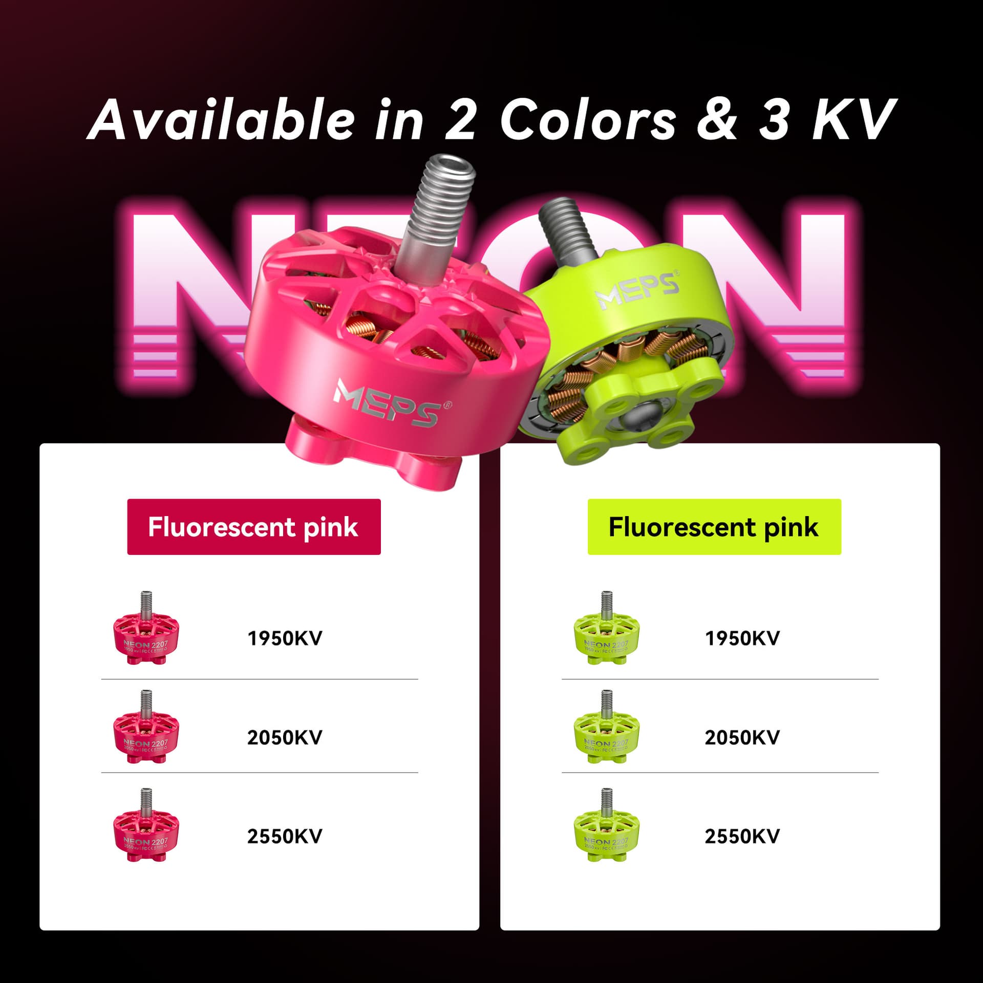 MEPS NEON 2207 5 inch Drone Motors 1950KV/2050KV/2550KV for fpv drones