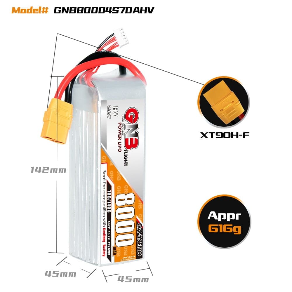 GNB 8000mAh 4S2P 15.2V HV 70C Lipo Battery Pack