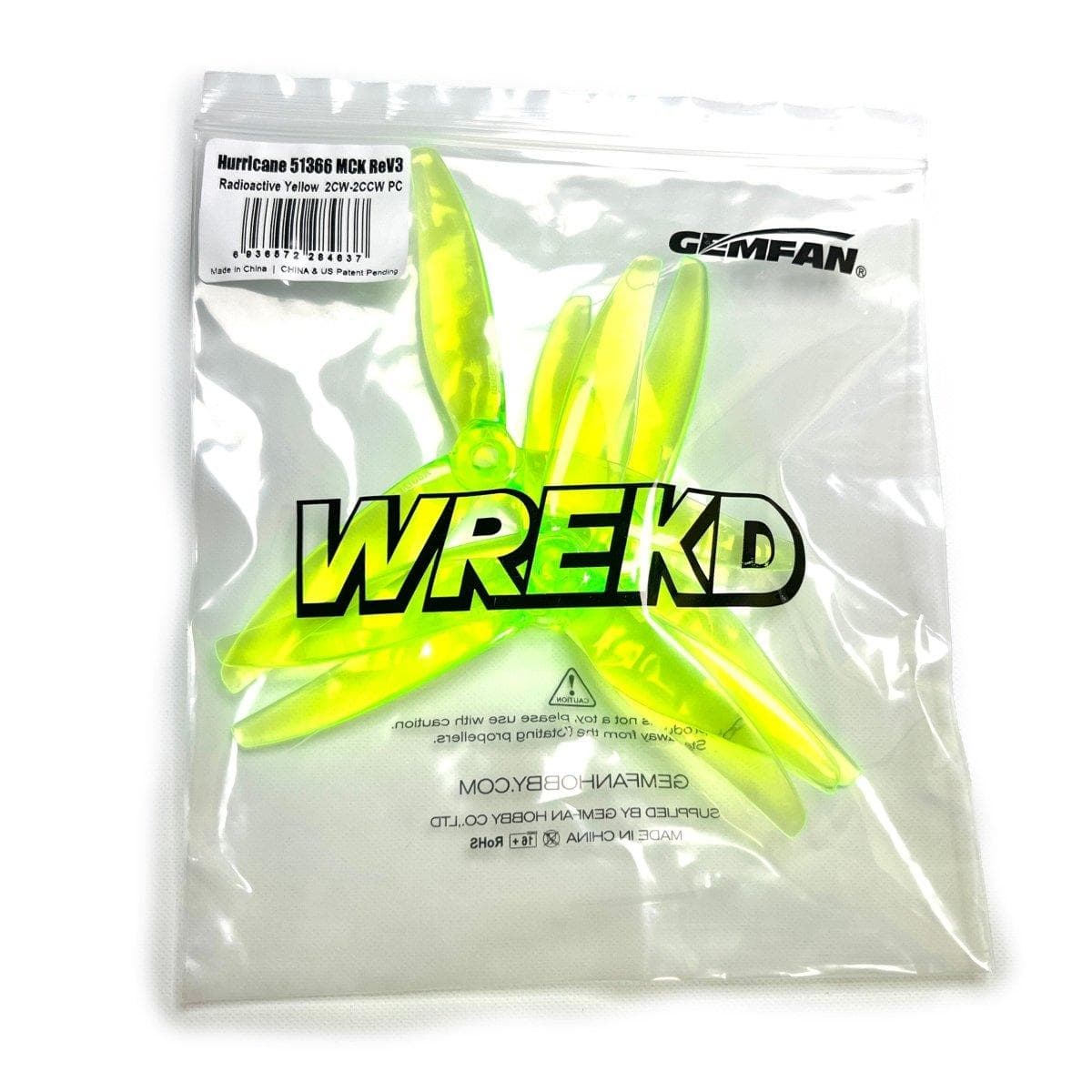 Gemfan Hurricane MCK ReV3 51366 5128-3 / 5.1" Tri-Blade FPV Drone Props (4 Pack) - Choose Color for fpv drones 5