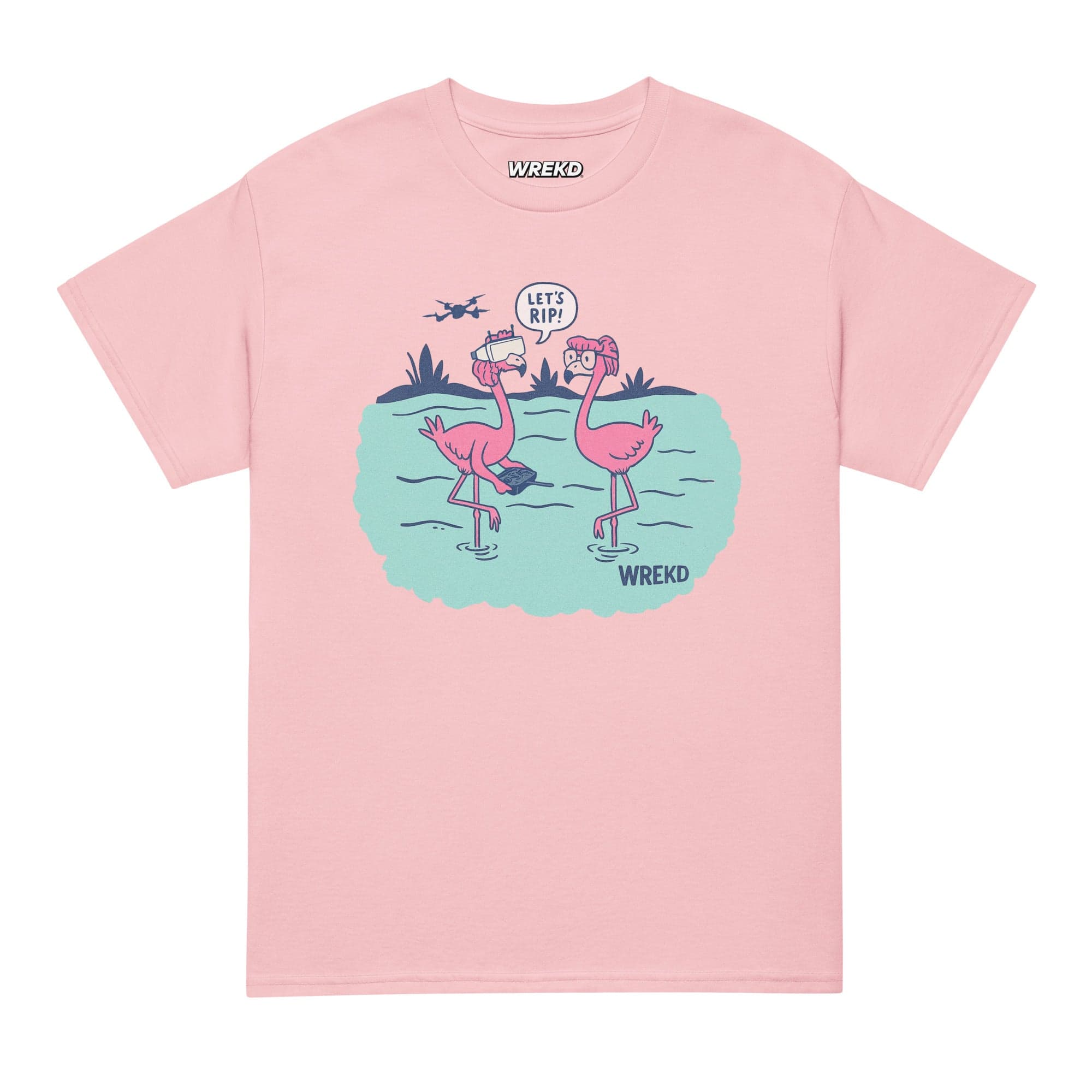 WREKD® Let's Rip! Pink Flamingo Tee - SoftStyle for fpv drones 1