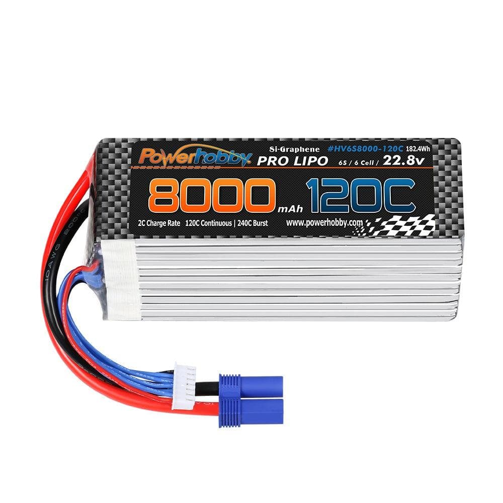Powerhobby 6S 22.8V 8000mah 120C GRAPHENE + HV Lipo Battery w EC5 Plug for fpv drones 2