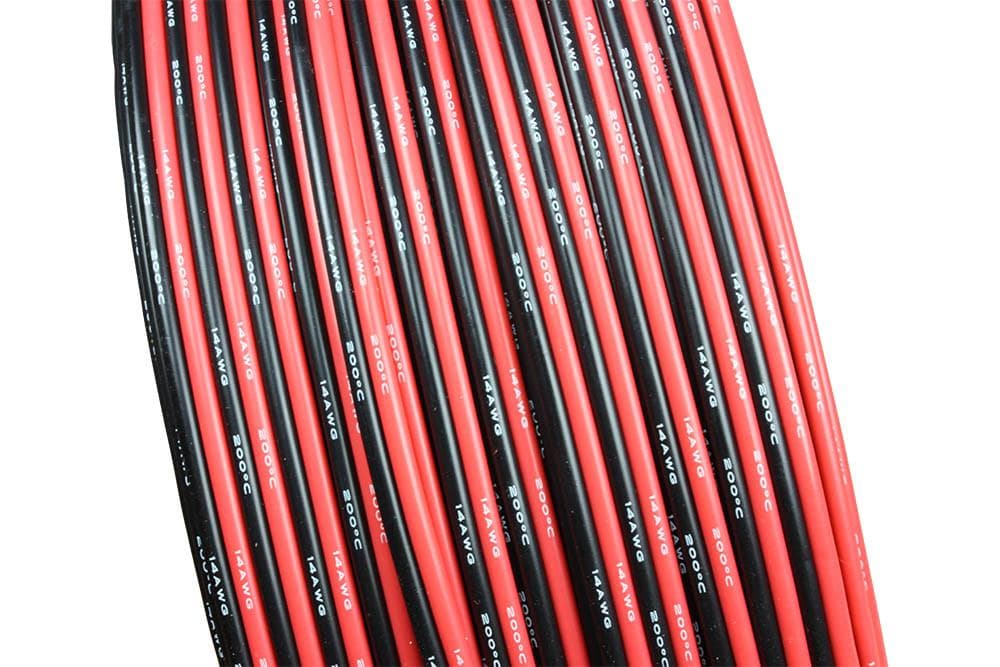 14 AWG Conjoined Red & Black Silicone Wire by the Foot for fpv drones 1