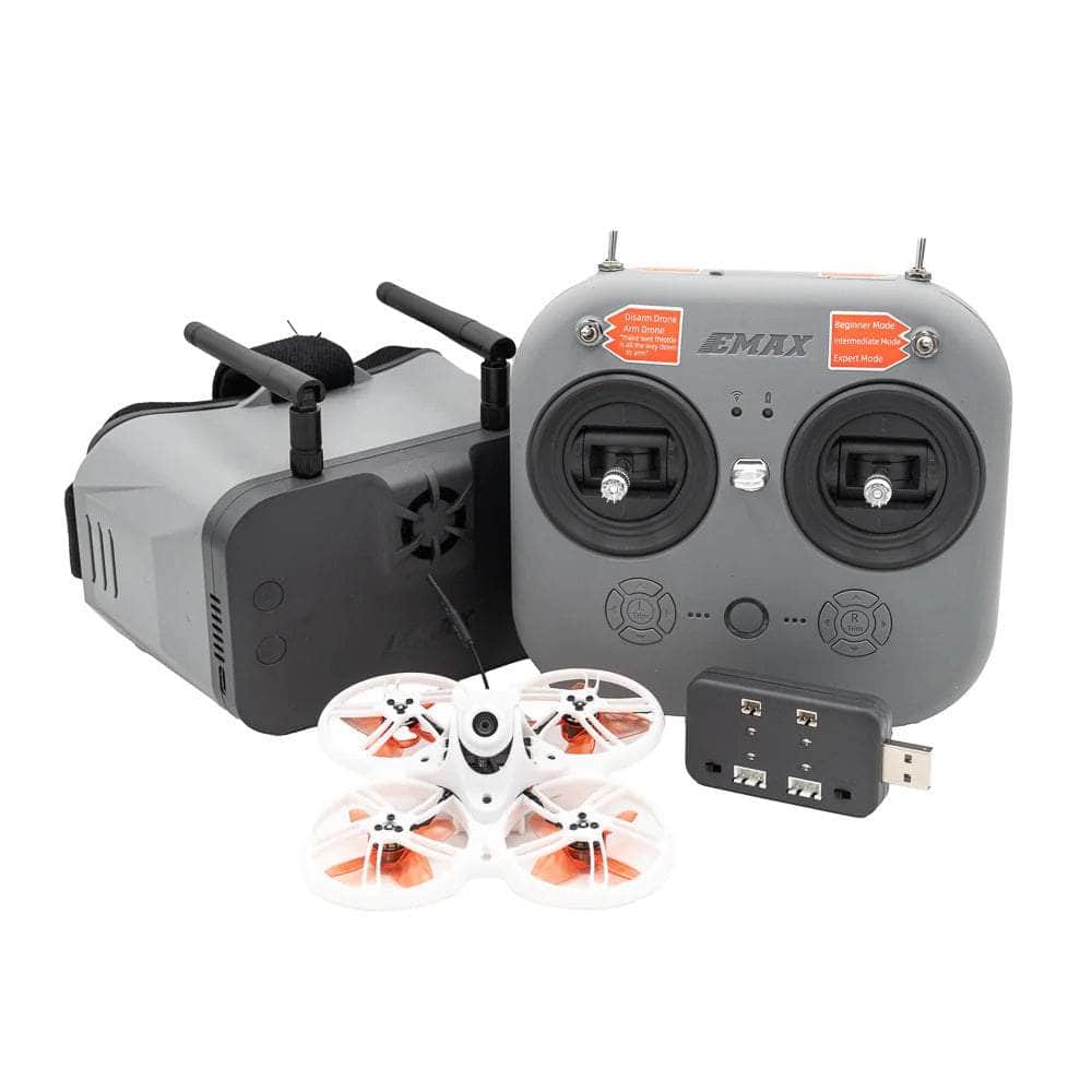 EMAX RTF Tinyhawk III Plus Whoop Ready-to-Fly ELRS 2.4GHz Analog Kit w/ Goggles, Radio Transmitter, Batteries, Charger, and Drone for fpv drones
