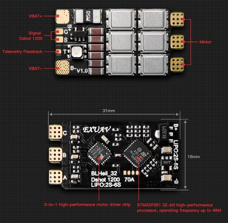 NeutronRC EXuav Lightning ESC 70A AM32 - AT32F421 for fpv drones 3