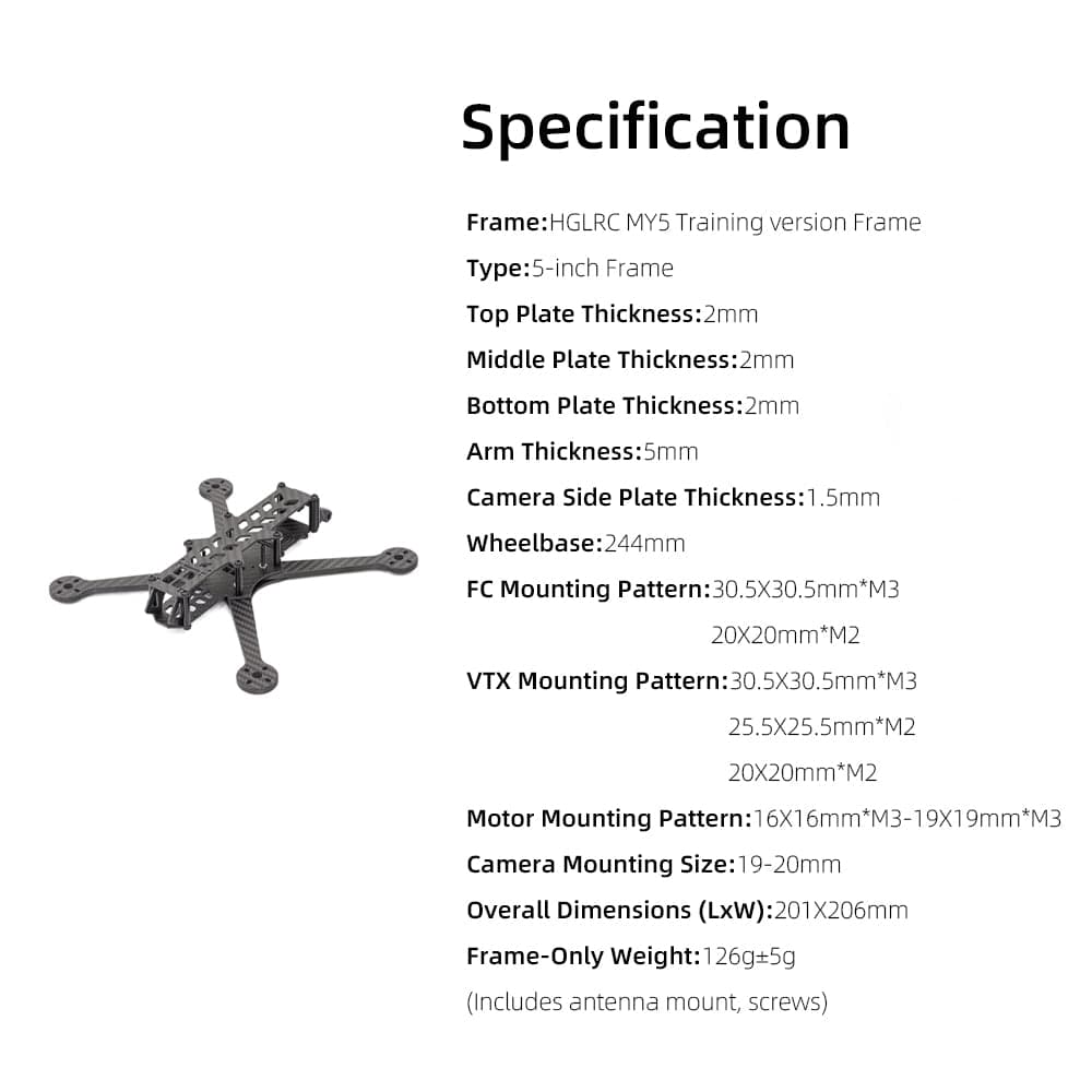 HGLRC MY5 5-inch Freestyle /Training Frame for fpv drones 3