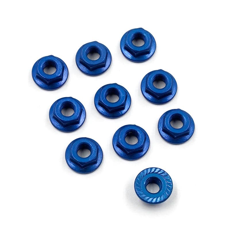 Yeah Racing LN-M4S-DB 4mm Aluminum Serrated Lock Nut (10) (Blue) for fpv drones